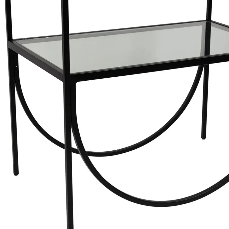 Fabrique de Styles Bibliothèques Et Étagères>Étagère 3 niveaux en verre et fer h120cm - Lernet Noir