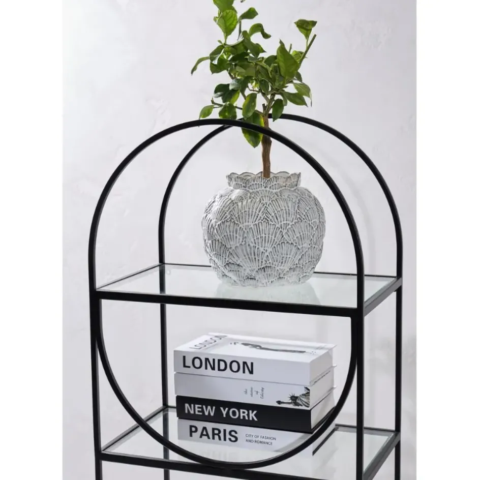 Fabrique de Styles Bibliothèques Et Étagères>Étagère 3 niveaux en verre et fer h120cm - Lernet Noir