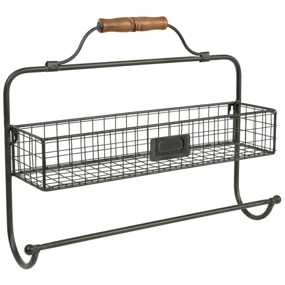 Fabrique de Styles Étagères Murales>Étagère murale avec dévidoir en fer Noir