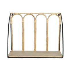 Fabrique de Styles Étagères Murales>Étagère murale en rotin et fer noir - Monarque Naturel, Noir