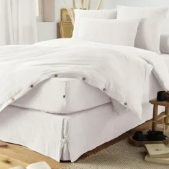 Fabrique de Styles Taies Et Traversins>Taie d'oreiller chantilly en gaze de coton 60x60cm - Gaia Blanc