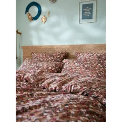 Fabrique de Styles Taies Et Traversins>Taie d'oreiller en gaze de coton imprimée 60x60cm - Capucine Camel