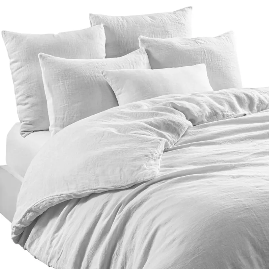 Fabrique de Styles Taies Et Traversins>Taie d'oreiller en lin et coton 65x65cm - Limy Blanc