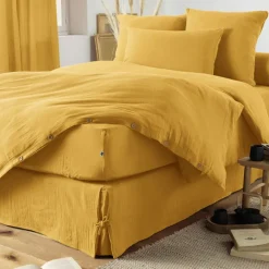 Fabrique de Styles Taies Et Traversins>Taie d'oreiller en gaze de coton 60x60cm - Gaia Safran