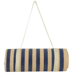 Fabrique de Styles Draps De Plage Et Foutas>Tapis de plage en tissu rayé et naturel 180x120cm - Medi Indigo