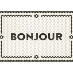 Fabrique de Styles Tapis>Tapis en vinyle bonjour 49.5x79cm Blanc, Noir
