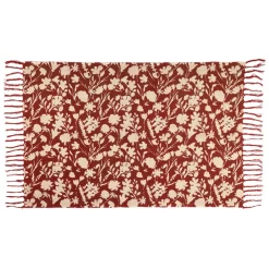 Fabrique de Styles Tapis>Tapis floral en coton 120x80cm Rouge