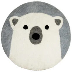 Fabrique de Styles Déco>Tapis rond ours tufté en coton banc et bleu d120cm - Banquise Blanc, Bleu
