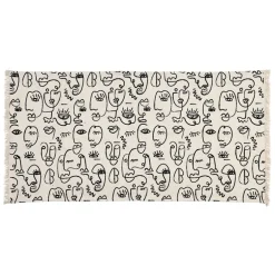 Fabrique de Styles Tapis>Tapis visage écru et noir 140x70cm - terre brulée Ecru, Noir