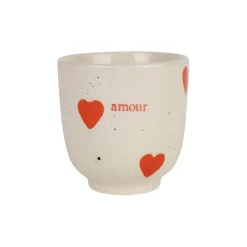 Fabrique de Styles Tasses Et Mugs>Tasse à café amour en grès et rouge 15cl Blanc