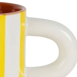 Fabrique de Styles Tasses Et Mugs>Tasse à café en grès rayée jaune et blanc 17cl - Alaria Blanc, Jaune