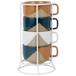 Fabrique de Styles Tasses Et Mugs>Tasse à thé avec support en grès indigo, blanc et terracotta -courba Multicolore