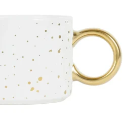 Fabrique de Styles Tasses Et Mugs>Tasse à thé en grès blanc mat et doré 30cl - Astre Blanc, Doré