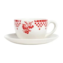 Fabrique de Styles Tasses Et Mugs>Tasse à thé et sous-tasse en faïence damier - campagne Rouge