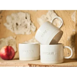 Fabrique de Styles Tasses Et Mugs>Tasse à thé papa en grès écru moucheté 30cl Ecru