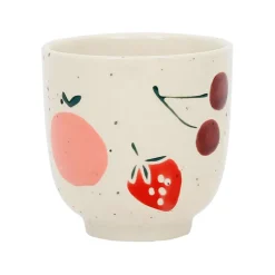 Fabrique de Styles Tasses Et Mugs>Tasse en grès moucheté blanc 17.5cl - Les Fruits Multicolore