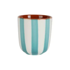 Fabrique de Styles Tasses Et Mugs>Tasse en grès rayée et blanc 10cl - Alaria Turquoise