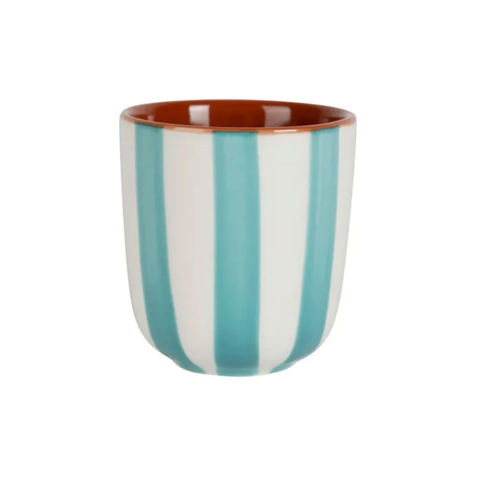 Fabrique de Styles Tasses Et Mugs>Tasse en grès rayée et blanc 10cl - Alaria Turquoise