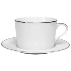 Fabrique de Styles Tasses Et Mugs>Tasse et sous-tasse en porcelaine blanc et platine - ginger Blanc, Platine