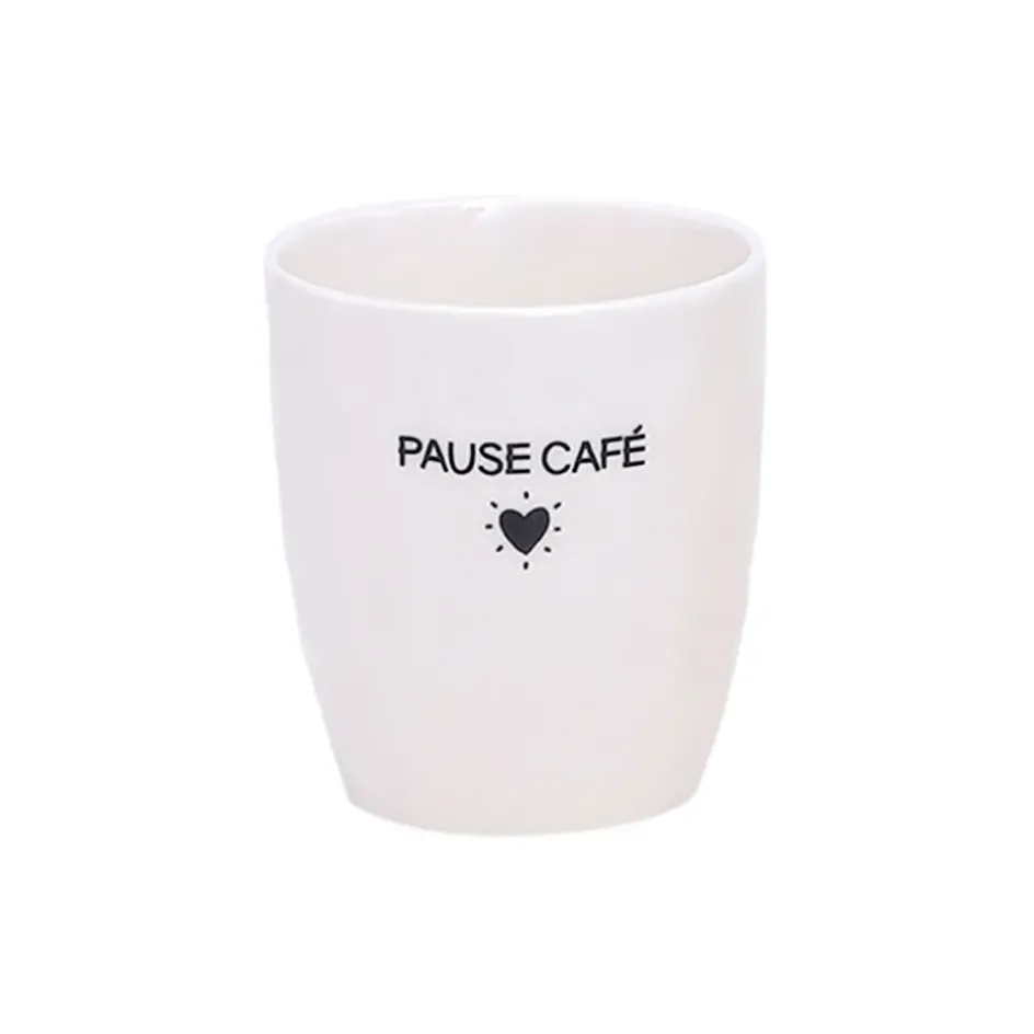 Fabrique de Styles Tasses Et Mugs>Tasse Pause café en céramique blanc 18cl Blanc, Noir