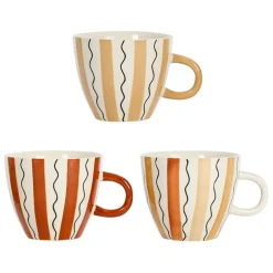 Fabrique de Styles Tasses Et Mugs>Tasses à déjeuner x3 rayés 60cl en grès - madeira Terracotta