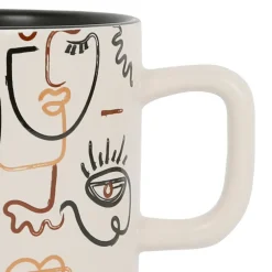 Fabrique de Styles Tasses Et Mugs>Tasses à thé x2 visage beige et brun 37.5cl en grès - terre brulée Beige, Brun