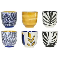 Fabrique de Styles Tasses Et Mugs>Tasses (x6) arty folk bleu 15cl en gres Multicolore