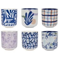 Fabrique de Styles Tasses Et Mugs>Tasses x6 et parme 10cl en porcelaine - funny Bleu