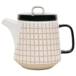 Fabrique de Styles Théières Et Cafetières>Theiere en grès banc et beige - courba Bleu, Blanc