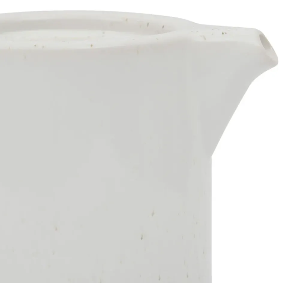 Fabrique de Styles Théières Et Cafetières>Théière avec filtre moucheté 1.15l en grès et dessous en bois - nordika Blanc