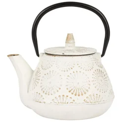 Fabrique de Styles Théières Et Cafetières>Théière en fonte et dorée - lotus Blanc