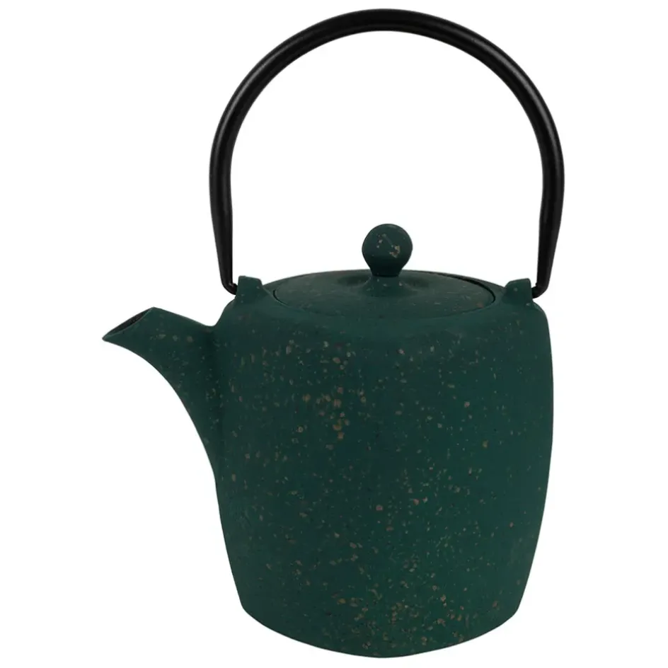 Fabrique de Styles Théières Et Cafetières>Théière en fonte émaillée noir avec filtre inox 90cl - Arty Emeraude, Doré