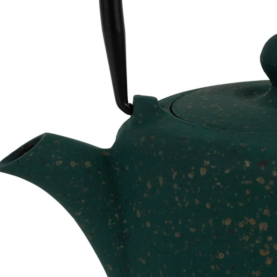 Fabrique de Styles Théières Et Cafetières>Théière en fonte émaillée noir avec filtre inox 90cl - Arty Emeraude, Doré