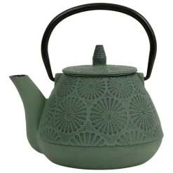 Fabrique de Styles Théières Et Cafetières>Théière en fonte e et noir - lotus Vert