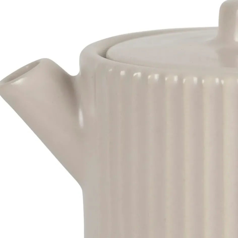 Fabrique de Styles Théières Et Cafetières>Théière solitaire avec tasse et filtre en grès écru 45cl - Sweet Leaves Ecru