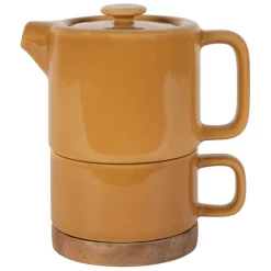 Fabrique de Styles Théières Et Cafetières>Théière solitaire en grès avec filtre 45cl - Nordika Moutarde