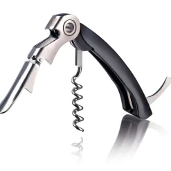 Fabrique de Styles Accessoires Vin Et Cocktails>Tire bouchon sommelier 2 crans en et argent Noir