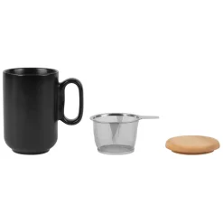Fabrique de Styles Tasses Et Mugs>Tisanière en grès avec filtre mat - baltika Noir