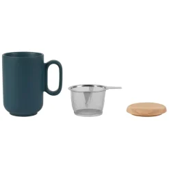 Fabrique de Styles Tasses Et Mugs>Tisanière en grès avec filtre mat - baltika Bleu