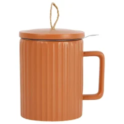 Fabrique de Styles Tasses Et Mugs>Tisanière en grès avec filtre 47.5cl en grès - sweet leaves Terracotta