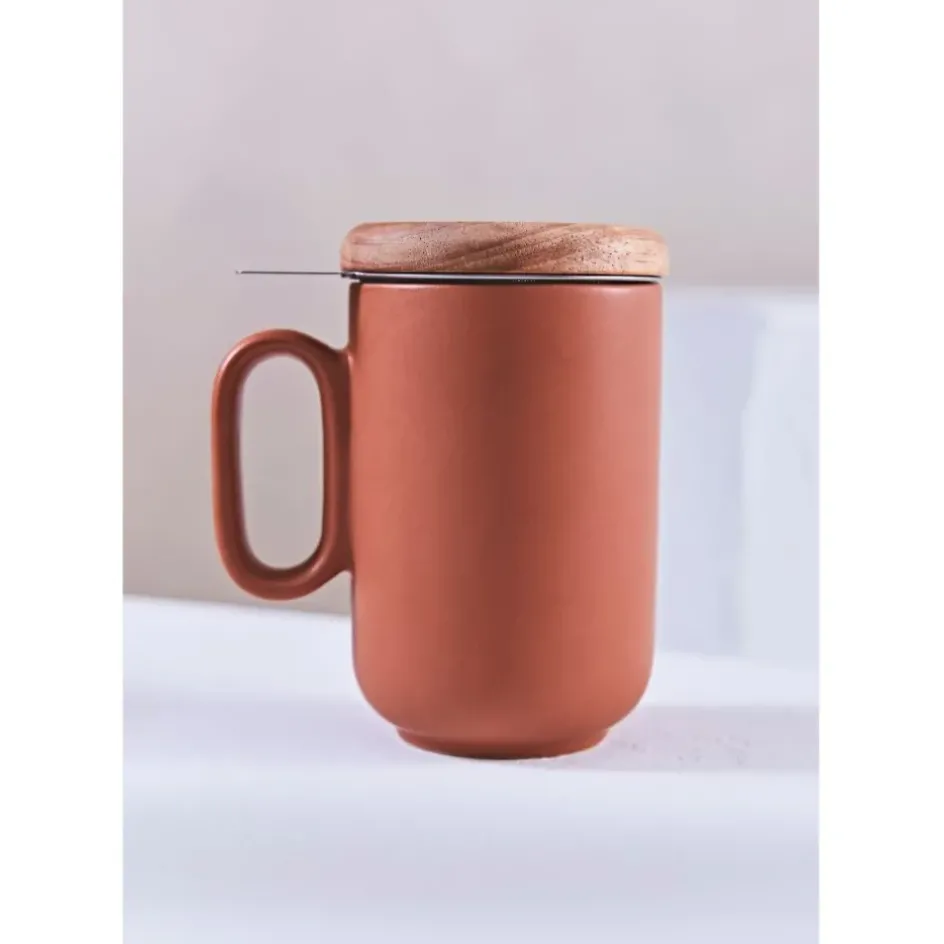 Fabrique de Styles Tasses Et Mugs>Tisanière en grès avec filtre - Baltika Terracotta