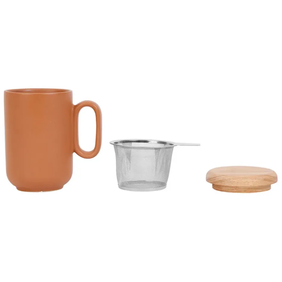 Fabrique de Styles Tasses Et Mugs>Tisanière en grès avec filtre - Baltika Terracotta