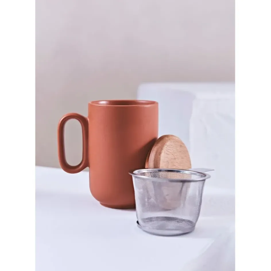 Fabrique de Styles Tasses Et Mugs>Tisanière en grès avec filtre - Baltika Terracotta