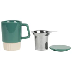 Fabrique de Styles Tasses Et Mugs>Tisanière en grès et inox émeraude 40cl - Cannelé Emeraude