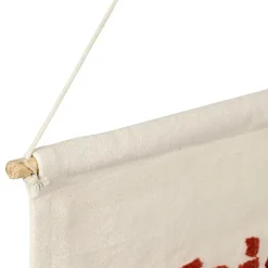 Fabrique de Styles Tableaux Et Toiles>Toile maison amour en coton écru et rouge 66x50cm - Famille Ecru, Rouge