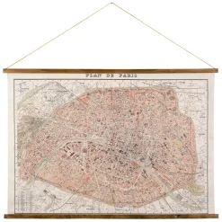 Fabrique de Styles Tableaux Et Toiles>Toile plan de Paris en tissu et sapin 125x86cm Rose