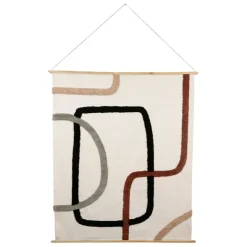 Fabrique de Styles Tableaux Et Toiles>Toile tuftée écru, et sauge en coton -terre brulee Brun