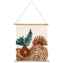 Fabrique de Styles Tableaux Et Toiles>Toile tuftée écru, et émeraude en coton - sweet leaves Terracotta