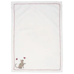 Fabrique de Styles Torchons, Tabliers Et Maniques>Torchon en coton blanc avec chat 70x50cm - A La Ferme Gris