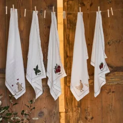 Fabrique de Styles Torchons, Tabliers Et Maniques>Torchon en coton blanc avec fraises 70x50cm - A La Ferme Rouge